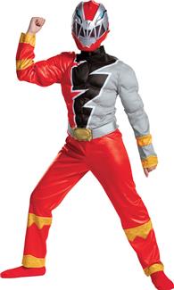 Boys Red Ranger Dino Fury Muscle Costume