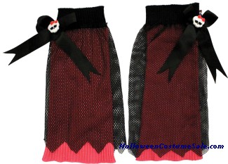 MONSTER HIGH PINK KNIT WITH BLACK NET CHILD LEG WARMERS