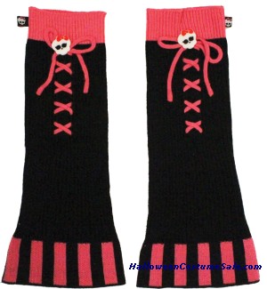 MONSTER HIGH BLACK WITH PINK KNIT CHILD LEG WARMERS