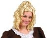 Blonde colonial or revolutionary era ladies wig. Finger curls. Theatrical quality. Fits both children and adults.