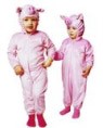 Pink piggie costume includes pink piggie jumpsuit with hood &amp; zipper.