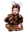 This baby bunting tiger animal costume includes a bunting with hood and zipper. Costume is made of flame resistant fabric.
