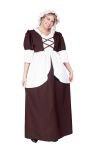 Colonial lady costume includes dress &amp; bonnet. Material : polypoplin.
