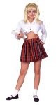 This Naughty School Girl costume includes shirt and plaid skirt.