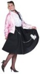 Retro-themed poodle skirt will bring you right back to the 1950’s. Great couples costume. Skirt length is 30", waist is elastic, maximum 49" overall. <font color="#000000">Costume Material is&nbsp;Felt.</font>