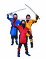 Dragon ninja master costume includes hooded top, pants, foamed armour, face scarf &amp; sash.