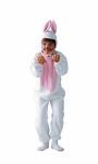 Here comes peter cotton tail! This bunny costume is perfect for those easter plays. Bunny suit includes: white jumpsuit with pink belly, hood with attached ears. (Nose sold separately).