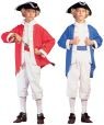 Colonial Captain costume includes red jacket with white trim, white breeches, red sash and white vest front. Hat not included. 100% polyester.