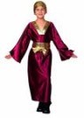 Wiseman costume - Merchant in burgandy wine-colored robe. This is a polyester robe, with gold fabric trim at the neck and separate gold sash. A gold fabric wide headband completes the costume.