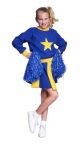 Cheerleader costume includes top and skirt.