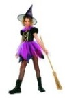 Witch Of Fairyland costume includes sleek dress with tulle collar &amp; skirt. Witch hat (Style # Z65316) not included. Sold separately.
