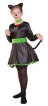 Sassy Cat Child Costume - Includes laced-up dress with print, lime necklace, and lime belt with jewelry. Made of chinz fabric.