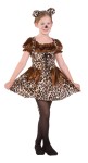 Sassy Cheetah Child Costume - Includes laced-up dress with outer skirt, attached tail, and headband. Made of velvet.