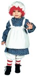 Raggedy Ann Toddler Costume - Includes - Dress and apron style costume and striped stockings. Hat with attached wig also included.