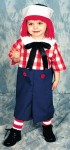 Raggedy Andy Child Costume - Includes pant/Shirt style jumpsuit costume, and striped stockings. Hat with attached wig also included.