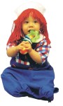 Raggedy Andy Infant Costume - Includes pant and shirt bunting. Hat with attached wig included.