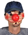 Clowning Around Mask - A clown character featuring an oversized nose in a latex half mask design with attached baseball cap for adjustability. Great for talking and drinking while in character.