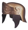 Roman Helmet With No Crest - Durable plastic helmet with moveable face and ear shields. Gold metallic color.