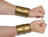 Roman Wrist Band - Flexible gold-colored plastic cuffs with elastic for a comfortable adjustable fit. Sold by the pair.