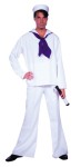 Sailor Adult Costume - Rental Quality. Includes shirt and pants in 100% white poly-poplin. Blue scarf on the same material. Sailor hat and telescope not included.   