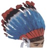 Deluxe Native American Headdress - Tall colorful feather headdress with 2 hanging marabou sidepieces and embroidered-look headband.