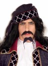 Pirate Mustache & Beard - Black moustache and black goatee with two gold beads. Self sticking tape included for one use.