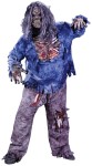 Zombie Adult Costume (Plus Size) - Includes: pants with Zombie thigh and knee bones, Zombie mask, blue tattered shirt with rotted flesh chest, skeletal forearms, skeletal gloves with exposed flash. This gruesome costume is just perfect if you want to attract some attention.