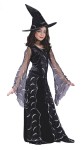 Celestial Sorceress Child Costume - This is one Stylish Sorceress. Includes velvet gown with sheer celestial print detailing, drop sleeves and hat. 