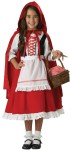 Little Red Riding Hood Child Costume - Peasant-style dress with attached apron, petticoat, and hooded cape. Basket not included. Size Large fits waist 23-23.5 and height 52-53; Size Medium fits waist 22-22.5 and height 45-46; Size Small fits waist 21-21.5 and height 39-41.