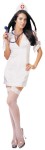 This outfit includes: Low-cut Mini Dress with front zipper, Headpiece and Stethoscope. Please Note: This costume runs small! (This costume manufacturers listed sizes may be smaller than clothing industry standards for that size.) Material is poly-cotton blend.